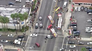 Police and firefighters responded to a fatal crash in Wilmington on Jan. 29, 2015. (Credit: KTLA)