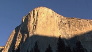 Tommy Caldwell and Kevin Jorgeson were near the top of the Dawn Wall on Yosemite' El Capitan on Jan. 14, 2015. (Credit: KTLA)