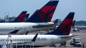 Delta Airlines planes sit at Terminal 4 at John F. Kennedy Airport July 22, 2014 in New York City. (Credit: Eric Thayer/Getty Images)