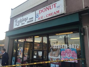 A man was fatally stabbed by an alleged robber on Jan. 13, 2015, in  South L.A. (Credit: KTLA)