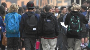 Students attend classes at Huntington Beach High School after being warned that one person on campus was diagnosed with measles earlier this month. (Credit: Los Angeles Times)