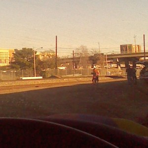 A bystander's photo shows the location in Burbank where Greg Plitt was fatally struck by a train on Saturday, Jan. 17, 2015.