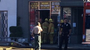 An investigation was underway after a fire left dozens of animals dead at a pet store in Koreatown on Jan. 17, 2015. (Credit: KTLA) 