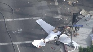 A small plane crashed in Van Nuys on Jan. 9, 2015. (Credit: KTLA)