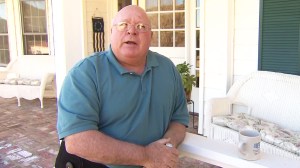 Homeowner Jeff Preach talks about his ordeal with an alleged home-invasion robber Sunday night. (Credit: KTLA)