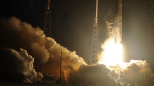 Space X's Falcon 9 rocket launches on Jan. 10, 2015, as it heads to space from pad 40 at Cape Canaveral, Florida, carrying the Dragon CRS5 spacecraft on a resupply mission to the International Space Station (ISS). The Dragon cargo vessel should arrive at the space station on Jan. 12, NASA said. The cargo ship is carrying more than 5,000 pounds (2,268 kilograms) of supplies to the astronauts living in orbit. Credit: BRUCE WEAVER/AFP/Getty Images)