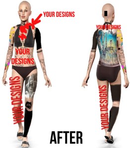 Illma Gore, 22, posted this picture on her KickStarter page of how she hopes to look after completing her latest art project - covering her entire body in tattoos of other people's design. 
