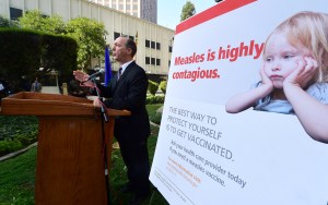 Dr. Jeffrey Gunzenhauser, interim health officer with the Los Angeles County Department of Public Health, briefs the media on Feb. 4, 2015, with a general update of the measles outbreak in Los Angeles County. (Credit: FREDERIC J. BROWN/AFP/Getty Images)