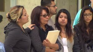 Erica Alonso's family appears speaks during a news conference on Friday, Feb. 20, 2015. (Credit: KTLA)