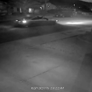 Police released surveillance footage of the four-door vehicle. They said it may have possible damage on the front driver's side. (Credit: Las Vegas Metropolitan Police)