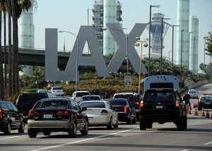 Travelers are stopped at a security check point at Los Angeles International Airport on November 23, 2011. (Credit: Kevork Djansezian/Getty Images)