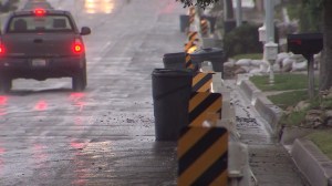 Rain in Glendora on Feb. 22, 2015, prompted a flash-flood warning. (Credit: KTLA)