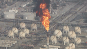 The Torrance Fire Department responded to an explosion at the ExxonMobil Torrance Refinery on Feb. 18, 2015. (Credit: KTLA)