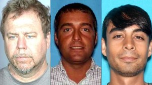 William Clyde Thompson, John David Yoder, and Erick Alan Monsivais are all suspected of involvement in a human trafficking and child pornography ring. They are shown in photos released Feb. 17, 2015, by the Riverside County DA’s office.