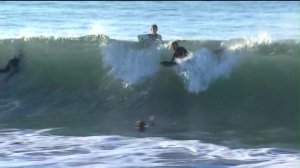 Seal Beach was hit with high surf on Saturday, Feb. 14, 2015. (Credit: KTLA) 