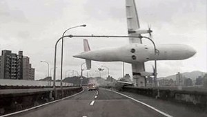 A picture posted on Twitter purports to show the crash of a passenger flight in Taiwan. (Credit: @Missxoxo168) 