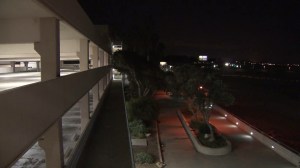 A homeless man was attacked in a Ventura parking structure on Sunday, Feb. 1, 2015. (Credit: KTLA)