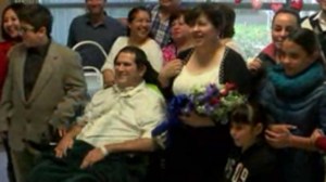 Jose Sanchez and his longtime girlfriend Blanca wed in a ceremony at a Poway nursing facility on Feb. 6, 2015. (Credit: KGTV via CNN) 