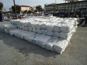 The pot and panga were taken to Coast Guard Base Los Angeles-Long Beach on March 22, 2015. (Credit: U.S. Coast Guard)