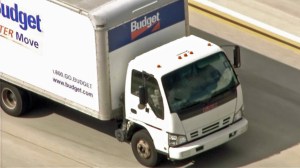 Authorities were in pursuit of a Budget rental truck on Monday, March 2, 2015. (Credit: KTLA)