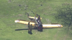 An adult male pilot was critically injured in the crash March 5, 2015. (Credit: KTLA)