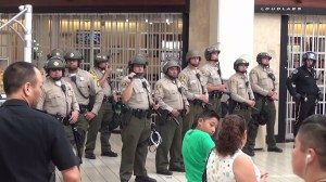 Security was tight at Stonewood Shopping Center in Downey on Saturday, March 28, 2015, as thousands of teen fans flocked to the mall to see skateboarding stars Steven Fernandez and Keelan Dadd. (Credit: Loudlabs) 