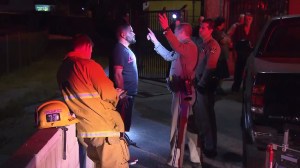 A driver who slamming into a Sun Valley motel on March 27, 2015, is seen taking a DUI test. (Credit: KTLA)