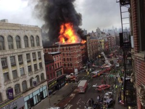 A building collapsed in the East Village on March 26, 2015. (Credit: Scott Westerfeld)