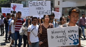 Indian students participate in a silent march urging the Indian government to lift the ban on the documentary film 'India's Daughter', in Bangalore on March 13, 2015. The students appealed to the government that banning the documentary by film maker Leslee Udwin was not justified as it throws light on the mindset of a sector of people which blame women for everything including rape. (Credit: Manjunath Kiran/AFP/Getty Images) 