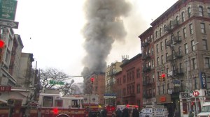 A building collapsed in the East Village on March 26, 2015. (Credit: WPIX)