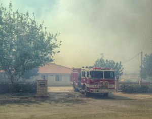 San Bernardino County Fire Department tweeted this photo of the blaze in the Apple Valley area on March 31, 2015, saying multiple agencies were aiding. 