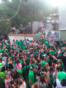 The San Luis Obispo Police Department provided this photo after at least eight people were injured when a roof collapsed during a party on March 7, 2015. 