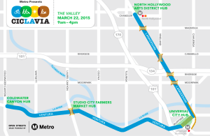 CicLAvia's website displayed this map for the March 22, 2015, San Fernando Valley route. 
