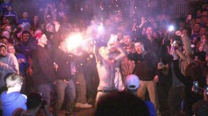 Thirty-one people were arrested on the streets of Lexington after the Kentucky Wildcats lost to the Wisconsin Badgers in the NCAA men's basketball tournament on Saturday, April 4, 2015. (Credit: CNN)