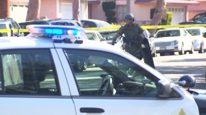 A married couple was found dead following an eight-hour barricade in Carson on April 12, 2015. (Credit: KTLA)