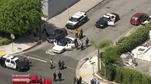 Two people were killed following a shooting in Hawthorne on Tuesday, April 1, 2015. (Credit: KTLA)