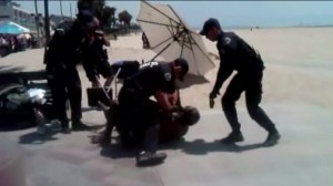 Bystander video shows arrest of a 52-year-old homeless man on Venice Beach last August.