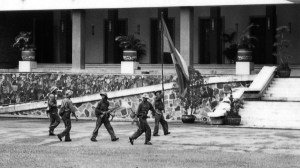 A picture taken on April 30, 1975 in Saigon shows North Vietnamese Army (NVA) forces taking over the South Vietnamese presidential palace, South Vietnamese government's last stronghold. (Credit: Phan Khac Duong, Phan Thank Gian/AFP/Getty Images)