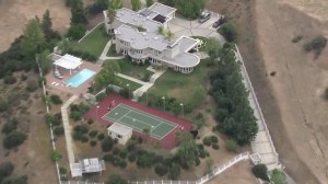 Chris Brown's gated Agoura Hills home is shown on May 7, 2015. (Credit: KTLA)