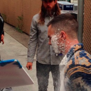 Adam Levine was hit by a "sugar bomb" in Hollywood on Wednesday, May 6, 2015. (Credit: kristal_klune/Instagram)
