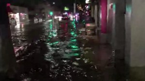 Video tweeted by @melroseaction showed flooding on Melrose Avenue in the Fairfax District amid a storm on May 14, 2015.