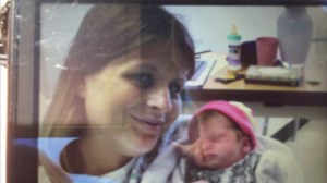 Amber Pangborn is seen here with her newborn daughter, whom she gave birth to in the Los in Plumas National Forest. (Credit: KTXL)