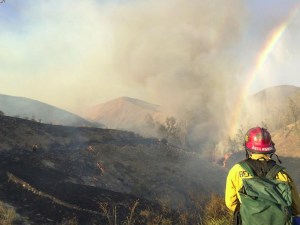 A photo from San Bernardino City Fire Department Capt. Mike Arvizo shows work on the Sterling Fire on June 26, 2015.