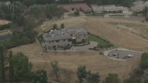 Chris Brown's Tarzana home is seen on July 15, 2015, after it was robbed. (Credit: KTLA)
