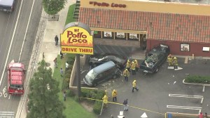 A vehicle struck an El Pollo Loco location in Sunland on July 9, 2015. (Credit: KTLA)