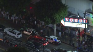 Fire officials are seen arriving at Hollywood's Supper Club on July 23, 2015, after the rapper Future tweeted he would be at the venue, prompting large crowds to gather. (Credit: KTLA) 