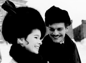 Geraldine Chaplin and Omar Sharif during the filming of the "Doctor Zhivago," directed by David Lean, in Canillejas, 1965, Madrid, Spain. (Credit: Gianni Ferrari/Cover/Getty Images)