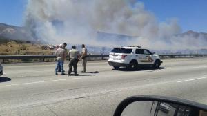A KTLA viewer was on the freeway when the North Fire first broke out on July 17, 2015. (Credit: Eric Hooper)
