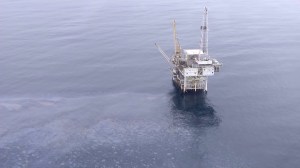 Platform Holly, operated by Venoco, Inc., off Goleta, is shown on July 29, 2015. (Credit: KTLA)