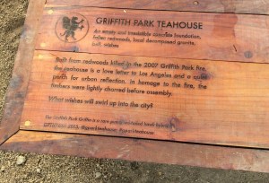 The message on a wooden table next to the Griffith Park explains its conception. (Credit: Melissa Pamer / KTLA)